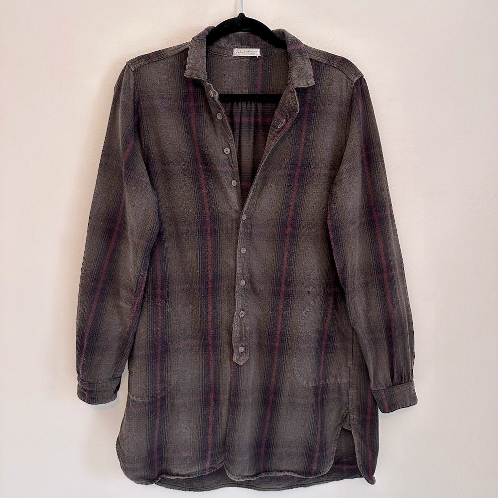 Free People x CP Shades Longline Flannel Tunic Top XS